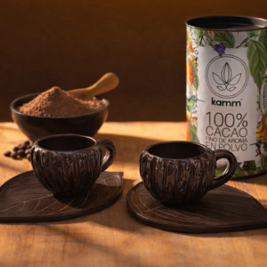 Premium Kamm artisanal ceramic mugs hand crafted by indigenous Waorani artisans in custom sustainable wholesale packaging for USA & Canada