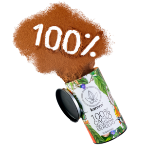 Master box of Kamm 100 percent pure organic cacao powder bags, unsweetened, sugar free and vegan for USA and Canada
