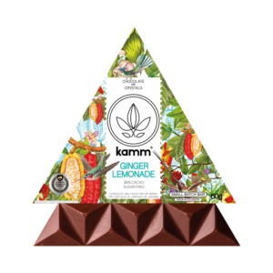 KAMM Chocolate sugar-free & vegan ginger lemon 85% dark chocolate bars. Crafted from Ecuadorian heirloom cacao. Perfect for boutique retail, luxury spas & keto for USA & Canada